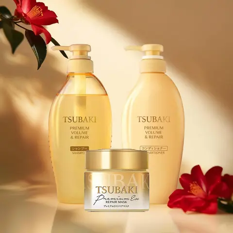 Fine Today TSUBAKI Volume & Repair Shampoo & Conditioner Pump Pair Set + Tsubaki Premium Repair Mask 180g