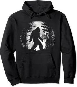 Bigfoot Night Stroll Cool Full Moon & Tree Tunnel Sasquatch Pullover Hoodie