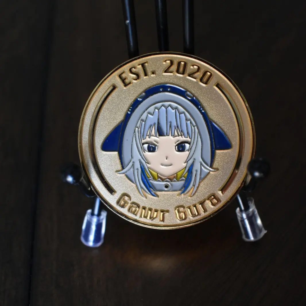 Holo Gawr Gura Enamel Metal Medal - Perfect for Collectors and Fans