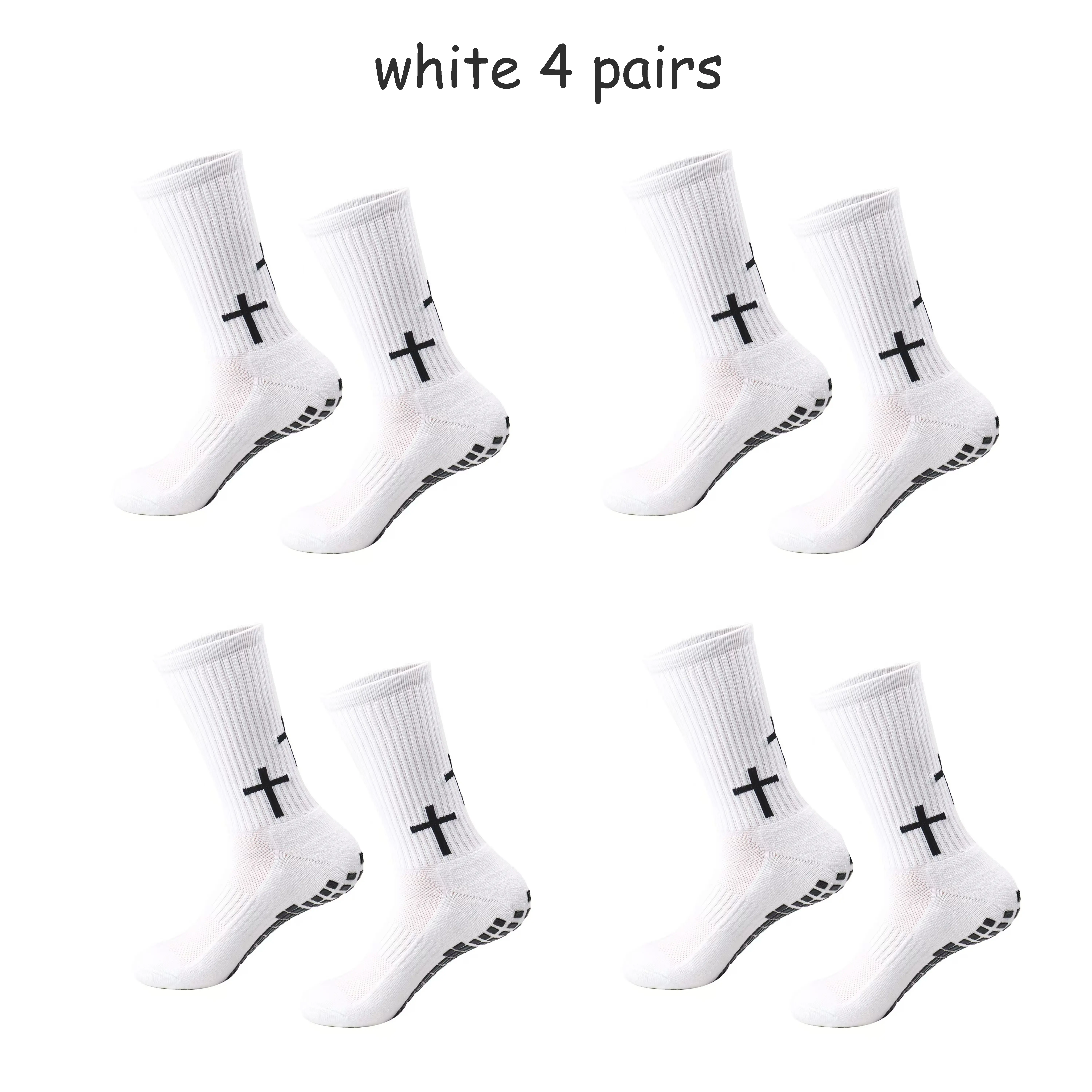 Men's Cross Grip Soccer Socks, 4 Pairs Anti-Slip Moisture-Wicking Sports Socks, Breathable Performance with Reinforced Heel and Toe, Moisture Sports Socks