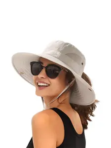 Women's Ponytail Sun Hat, Beach Hiking Summer Wide Brim Upf 80+, Outdoor Foldable Bucket Hat, Casual Fitted Plain Design, All Seasons, Sunscreen Leisure Hat