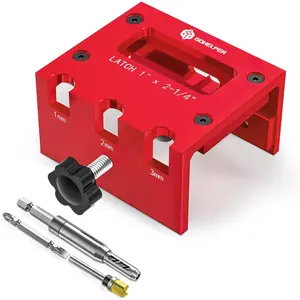 Door Latch Mortise Tool for Router, Aluminum Alloy Door Latch Template Kit, Door Latch Installation Kit, Fits 1-3/8" & 1-3/4" Thick Wooden Doors, for 1" x 2-1/4" Latch Mortise, Not for Strike Plate