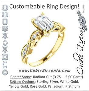 Cubic Zirconia Engagement Ring- The Meryl (Customizable Radiant Cut Design featuring Pavé-Infinity Band and Peekaboo Accents)