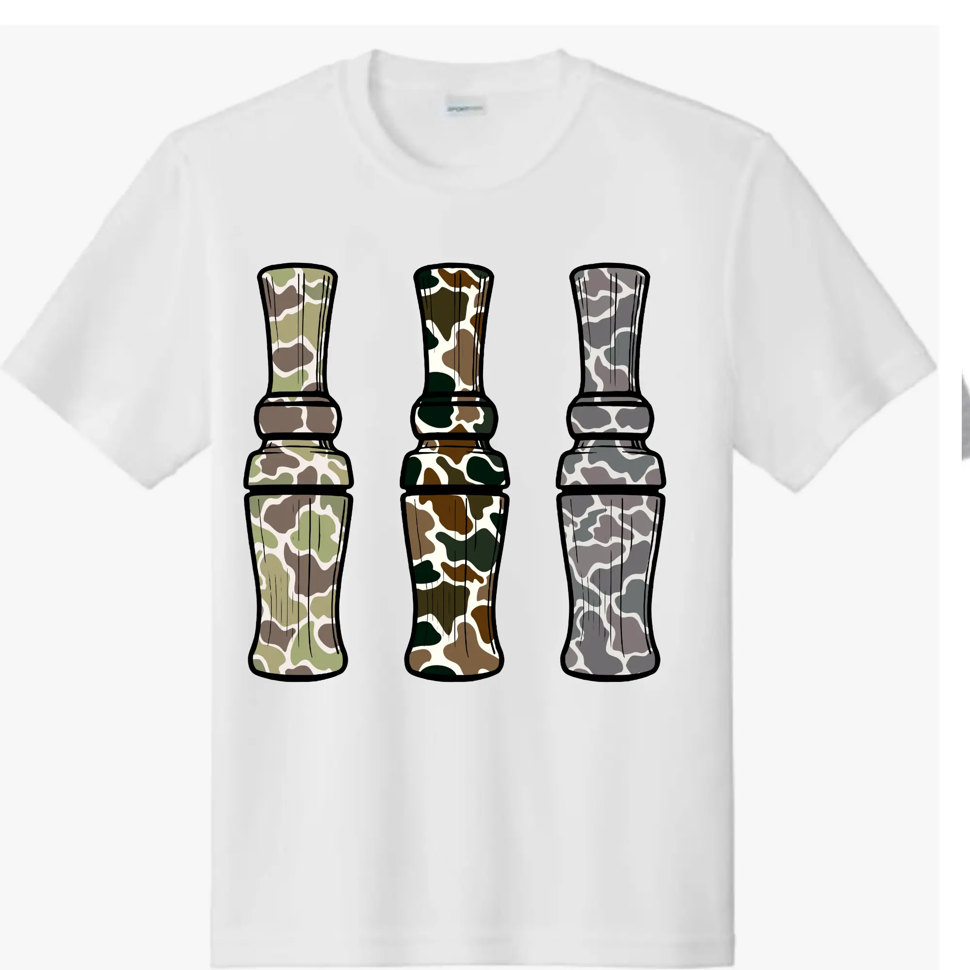 Unique Camouflage Duck Call Statement DTF Print Transfers - Direct-to-Film, Ready-to-Press DIY Hobby Craft Supplies for T-Shirts, Printmaking, Those Wanting to Make a Unique Impression, Direct To Film Print