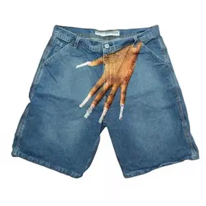 Zero Shipping Fees! Hurry Up and Shop!Y2K hip-hop trend pattern printed denim shorts street trendy brand couple casual five-point pants