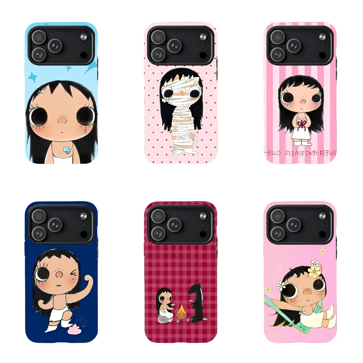 YUY Coquette Vibes Cute Doll Smartphone Case Collection - Safety & Protection for iPhone 11-17 Pro Max/Plus, Samsung Galaxy S23-25 Cellphone, Handheld Device