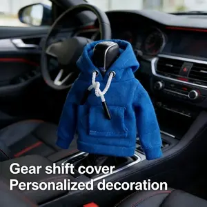 New Blue Hoodie Car Gear Shift Knob Cover with Buttonhole, Creative Cute Automotive Gear Lever Hoodie Decor, Universal Fit Most Vehicles, Personalized Car Interior Accessories for Protection & Decoration