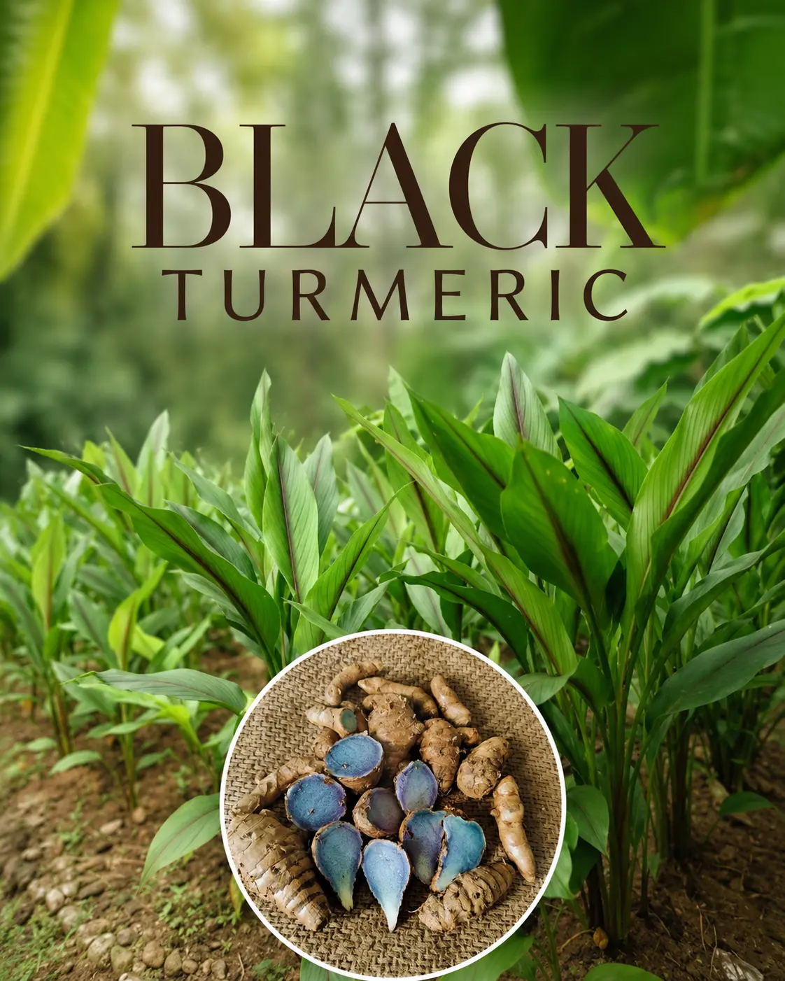rare BLACK & Green Turmeric LIVE Plant- Turmeric with leaves, USA Florida-grown,  No-chemicals, perfect for garden or in pots