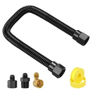 【Exclusive Offer】 Alloxity 3/8" X 12"/18"/24"/30"/36" Black Stainless Steel Gas Hose – Yellow Teflon Tape Included for Easy Gas Line Installation