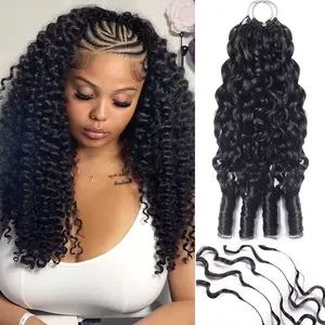 Burmese Curly / Water Wave / Curly Wave Feather Crochet Human Hair France Curly Pre-Separated Knotless Crochet Human Hair Extensions With Loop For Braiding, Soft & Natural Texture, Perfect for Daily Styling, Party, Christmas, Holiday Braiding Looks