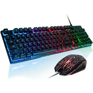 RGB Gaming Keyboard and   Combo, Adjustable  Backlit Mechanical Feeling Keyboard with 4 Colors 4800DPI Backlight  for PC Laptop Computer  and Work