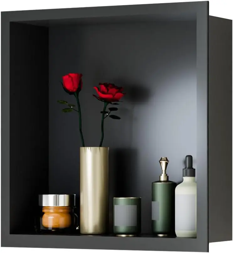 Senfot Stainless Steel Shower Niche No Tile Needed Wall Vertical, Recessed Wall Niches Shelf for Storage, Suitable for Bathroom, Living Room, Bedroom