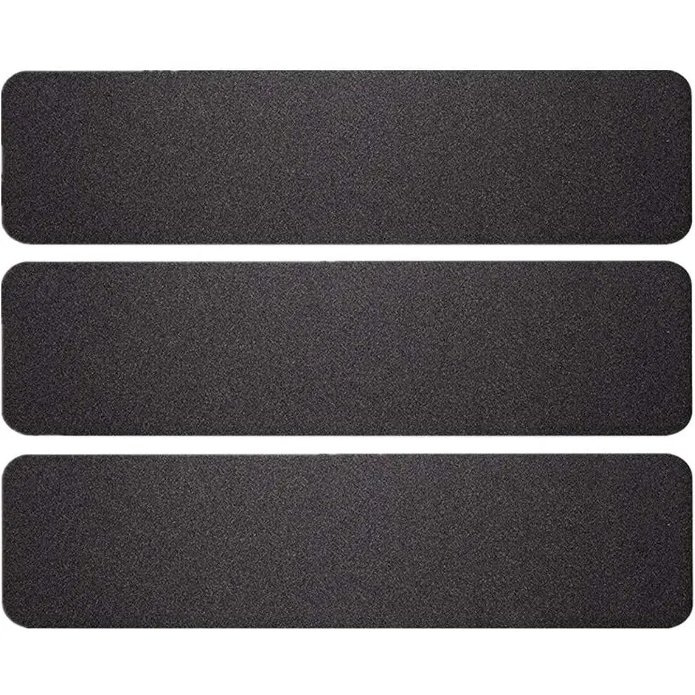 3 Pack Large 6 Inch x 24 Inch Non Slip Stair Treads Black High Traction Adhesive Pre-Cut Safety Tape/Tread Prevents Slips and Falls Outdoor
