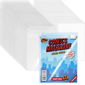 25 Sets Current Size Comic Book Bags and Boards, Reusable Transparent Comic Book Sleeves with Double-Sided White Cardboard Regular Comics Magazine Storage for Collectors Small Business