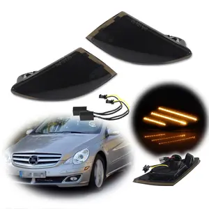 2pcs Smoke Lens Amber Full LED Side Marker lamps Lights For 2006 2007 2008 2009 2010 Mercedes W251 R-Class,Replace OEM A 251 820 02 21, A2518200121, 251 820 02 21, 2518200221, A 251 820 01 21, 251 820 01 21, 2518200121