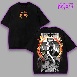 Fire Force Benimaru shinmon god of destruction v6 Anime Manga 2 sided Washed T-Shirt Menswear Soft Black 90s graphic tees streetwear unisex apparel