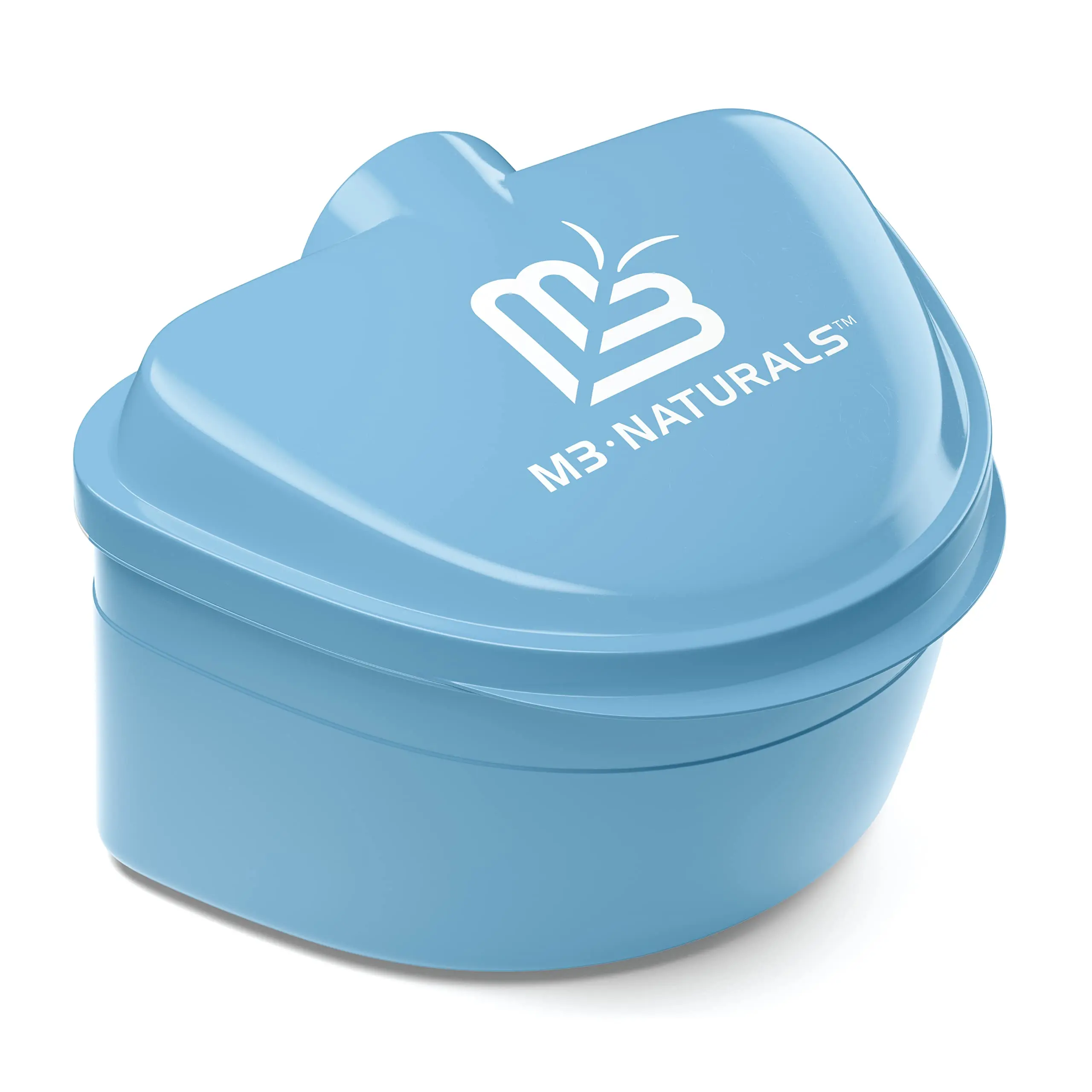 M3 Naturals Denture Bath Case with No-Spill Strainer Portable Retainer Cleaner for Invisalign Retainers Mouthguards Dentures Cleaner Kit - Oral