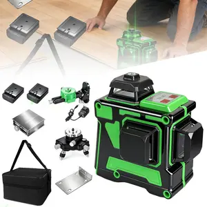 12 Line Green Laser Level Self Leveling Auto Leveling ≤3° High Accuracy, Waterproof Dustproof Green Beam Laser Level Tool with 1/4'' Tripod Mount, Professional Multipurpose Laser Level for Construction Tiling Flooring Renovation Picture Hanging Alignment