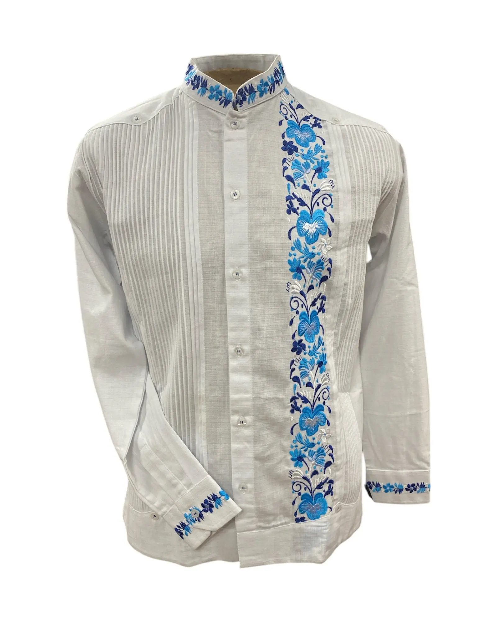 Men's Guayabera Morelos White Blue