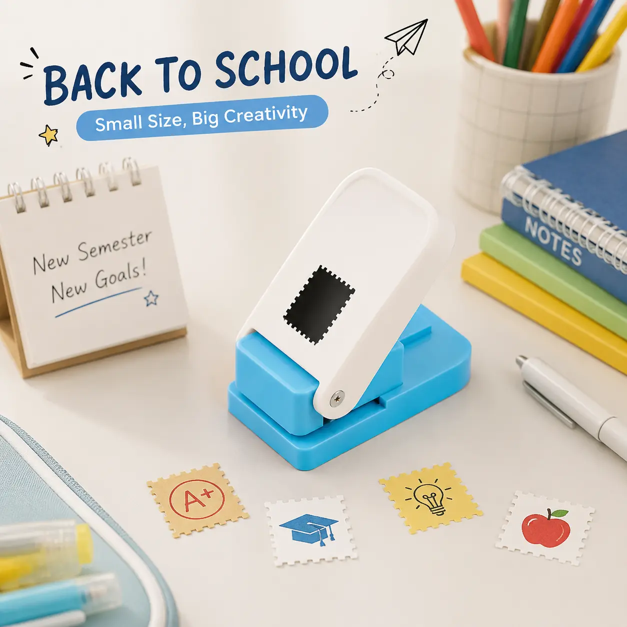 Portable Mini Stamp Tool for Back to School, DIY Embossing Stamp for Journaling, Scrapbooking & School Supplies