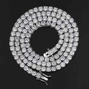 popular zircon tennis necklace jewelry hot-selling accessories copper set zircon synthetic diamonds necklace