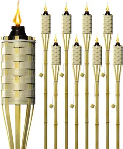 Sorbus Torches - Includes Metal Oil Canisters with Covers to Extinguish Flame - Great for Outdoor Decorating, Luau, Parties, Extra Long 60 Inches (8 Pack) Patio