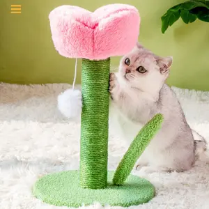 Cat Scratching Post Bamboo Cat Scratch Board No Shedding Cute Toy for Cats Small Non-Slip Cat Scratch Pad Flower Design