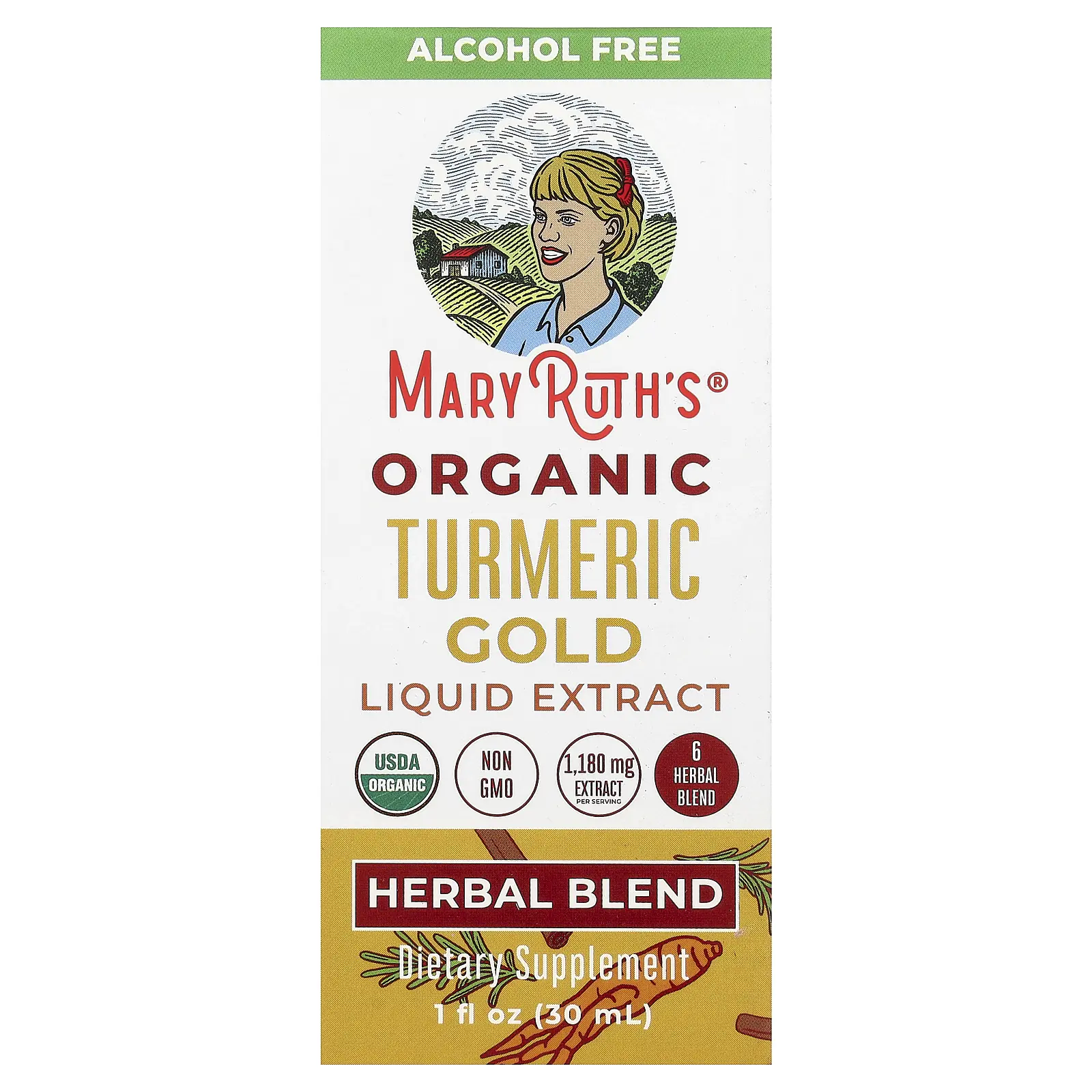 MaryRuth's Organic Turmeric Gold Liquid Extract, Alcohol Free, 1 fl oz (30 ml)