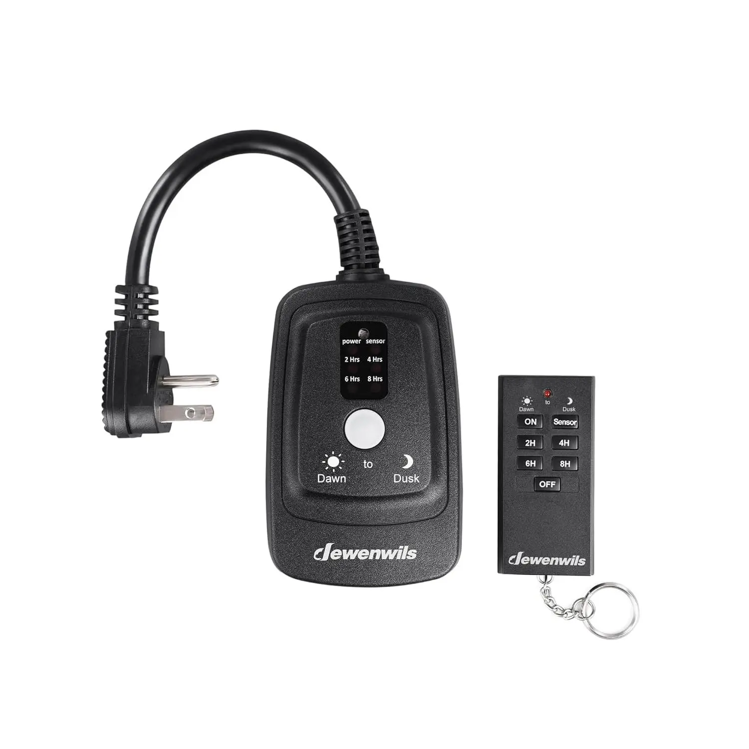 Dawn to Dusk Outdoor Timer for Swimming Pool, 125V/ 15A Plug Sensor Outlet Timer Waterproof, 100FT Range Remote Control with 2 Grounded Electrical Outlets for Pool Pumps, Fountain, UL