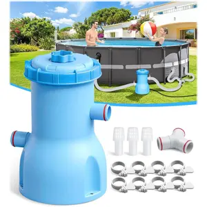 Standard Series Above Ground Pool Filter Pump - 800 GPH Flow Rate | Rapid Circulation & -Debris Filtration, Pool  Filter Pump System - Keep Water  Clean & Clear-Sky Blue