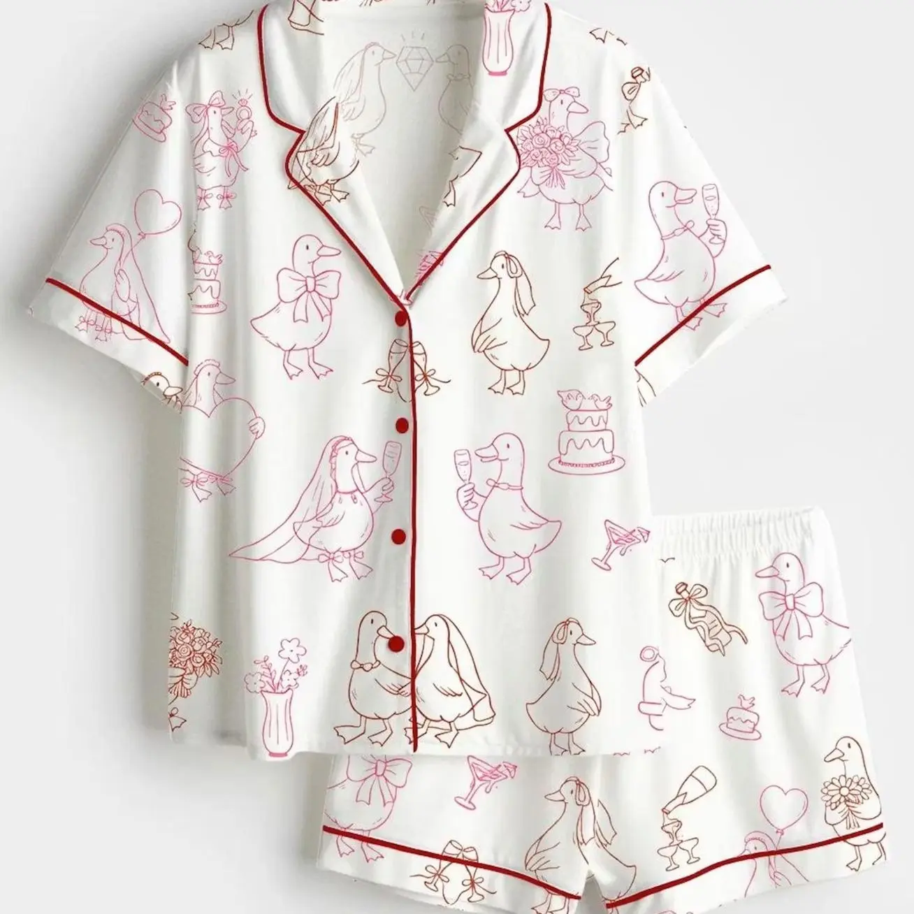 Bride Goose Pajama Set, Wedding Bachelorette Party Long Sleeve Sleepwear, Silky Satin Silly Goose Pjs, Bridal Party Lounge Set