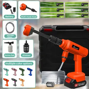 Portable Electric Cordless High Pressure Washer with Multi-Mode Head, 2*21V Bettery,Water Pipe, Suitcase, Thermos Flash, and Charger for Household, Garden, Car & Motorcycle Use