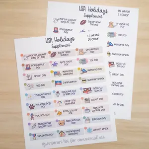 USA Holidays Supplement – Planner Sticker Sheet for Hobonichi, Bullet Journal, or Scrapbooking (White or Color Background)