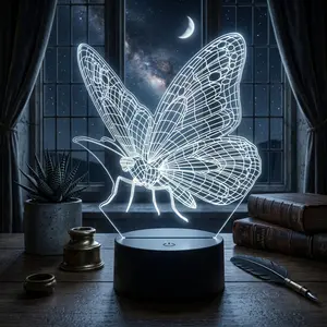 Flying Butterfly 3D Night Light, Battery/USB Dual Powered, 6-Color Touch Ambient Lamp, Table Decor Light for Living Room & Bedroom, Perfect Gift for Kids