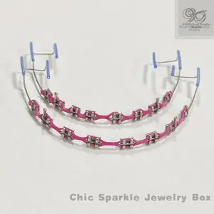 1Pairs Colorful Temporary Tooth Decoration cosplay scary false fake bracket clip on braces for teeth fashion with power chain light  medium  shade  twin