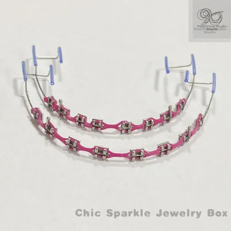 1Pairs Colorful Temporary Tooth Decoration cosplay scary false fake bracket clip on braces for teeth fashion with power chain light  medium  shade  twin