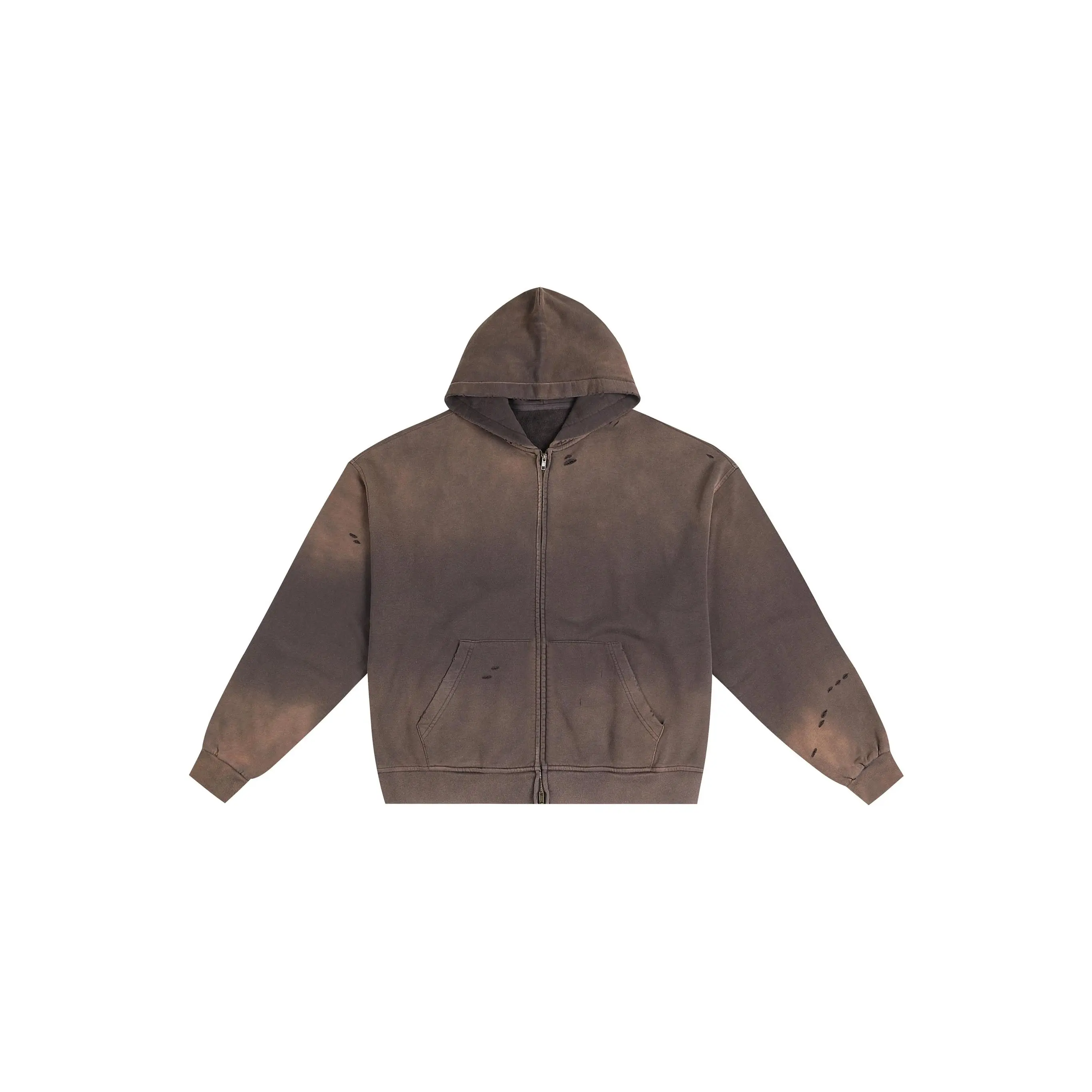 Hand-Frayed Sunfade Zip Hoodie
