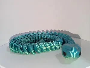 Crystal Snake Fidget - 3D Printed Articulated & Flexible Snake Toy with Metallic Finish for Fidgeting Stress Relief & Gift Idea