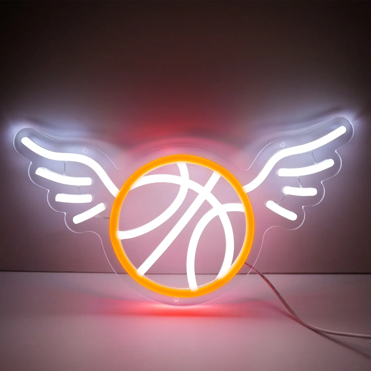 Dimmable Acrylic Wings Basketball LED Neon Sign - 13W Low Voltage, No Installation Needed Indoor Wall Decoration, Novelty Light for Boys, Kids, Club Parties