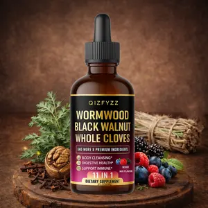 Black Walnut & Wormwood Herbal Tincture — 11-in-1 formula with Whole Cloves, Berberine, and 8 additional botanicals; 2 fl oz (1-month supply), Berry Mix Flavor.