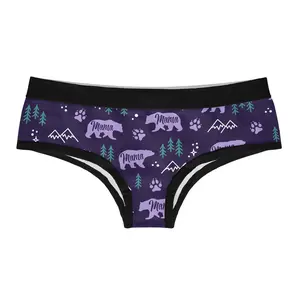 Womens Mama Bear Panties Cute Sexy Print Wild Animal  Underwear for Mom Funny Underwear for Women Graphic Womenswear Mother's Day  Funny Animal  Women's Novelty Panties Purple