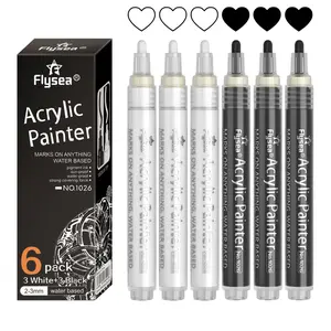 Black White Gold SilveryAcrylic Paint Pens, Acrylic Paint Markers Art Pen Marker 0.7 mm Extra Fine, 3 mm Medium Tip, Waterproof Paint Pens, Hand Painting Set for Rock Painting Ceramic Glass Canvas Mug Metal Wood DIY Supplies