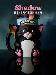 🐱 Cuddles and Shadow the Cat Ice Cream Pint Holder – 3D Printed Sweet & Spooky Duo with Spoon Slots + Secret Snack Drawer! 🍨