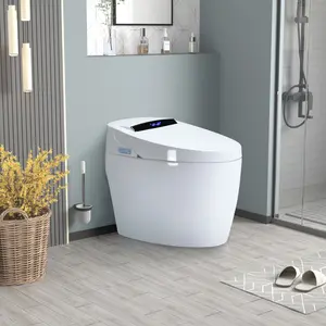 Smart Toilets with Heated Bidet Seat Foldable Intelligent Toilet Auto Open/Close Seat Bidet Toilet with Dryer Warm Water Modern High-Gloss Finish