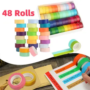 Colored Masking Tape 48Pieces 0.59inch Painters Tape for Arts and Crafts, Drafting Craft Tape, Labeling Paper Tape, Masking Tape, Colorful Artist Tape - Home Improvement.