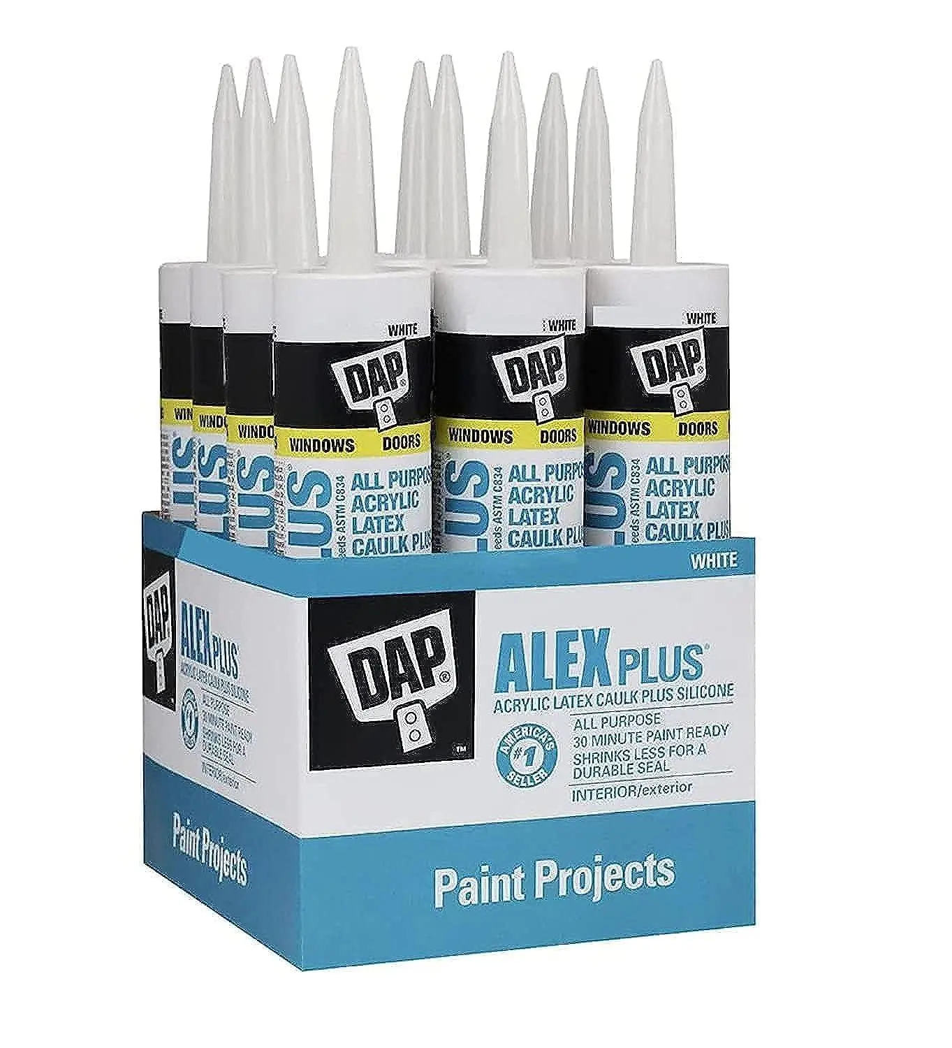 Dap 18152 12 Pack 10.1 oz. Alex Plus Acrylic Latex Caulk Plus Silicone, White