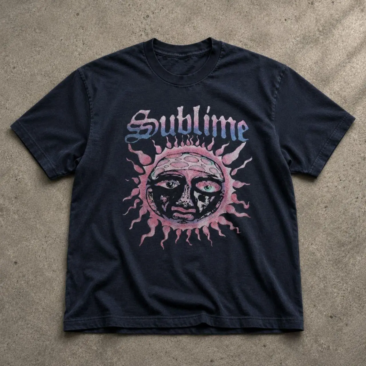 Sublime Sun Face Graphic Tee Black Unisex Shirt