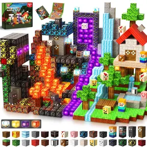 Light Up Magnetic Building Blocks-200PCS Magnetic Blocks,Forest Portal，Light Up Magnet Cubes, STEM Montessori Children Sensory Toys 4-8 Years Boys Girls Educational Activities Christmas Birthday Gift
