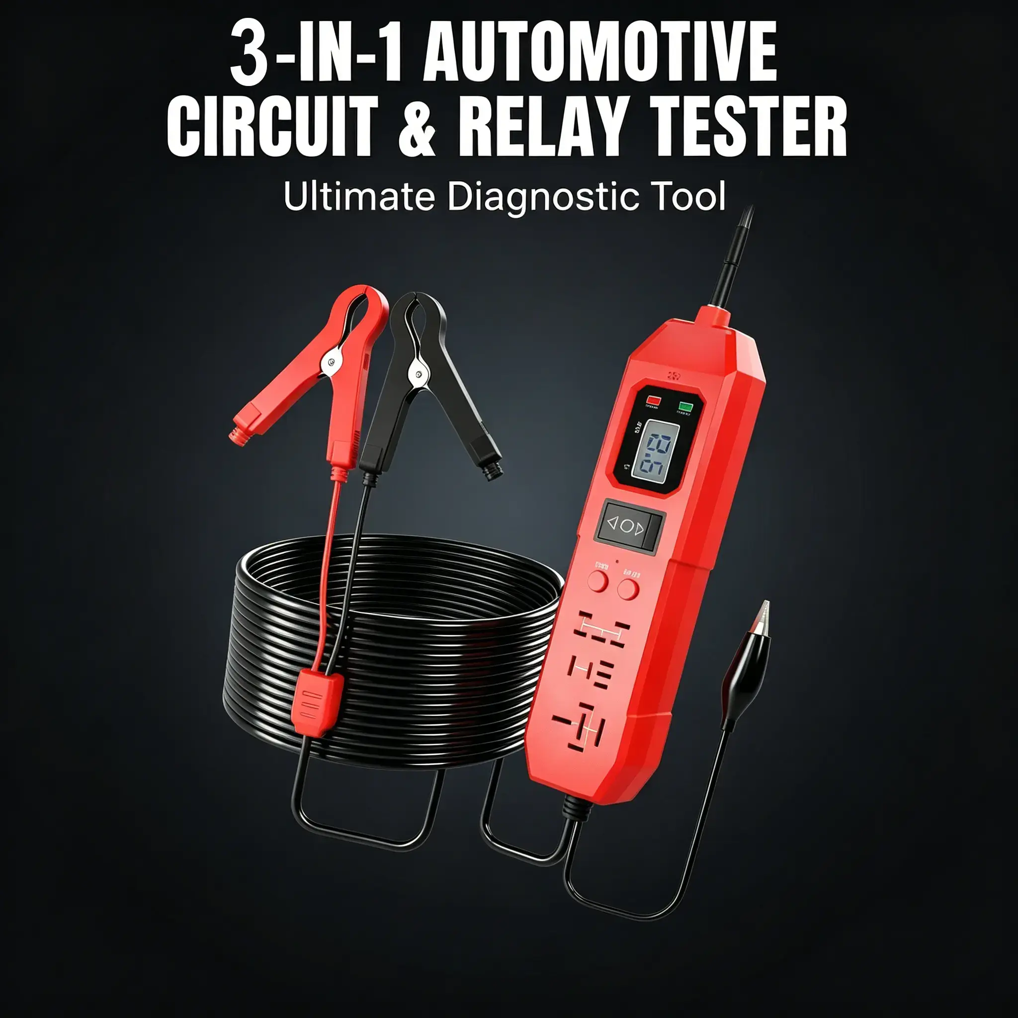 3-In-1 Automotive Circuit & Relay Tester, 12V 24V Digital Car Electrical Diagnostic Tool, Voltage Detector & Relay Test Probe for Truck Motorcycle RV Repair