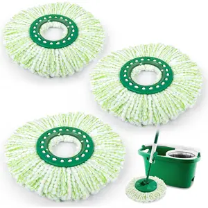 3 Pack Mop  Replacement for Libman Tornado, Spin Mop Replacement  ONLY Compatible with Libman, Easy to Replace, Machine Washable, Green and White (NOT for Old Version)